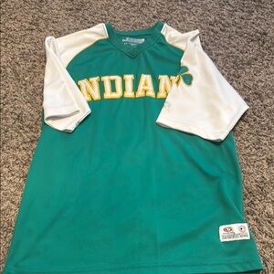 Womens - green Cleveland Indians v neck Green and White Sports Shirt